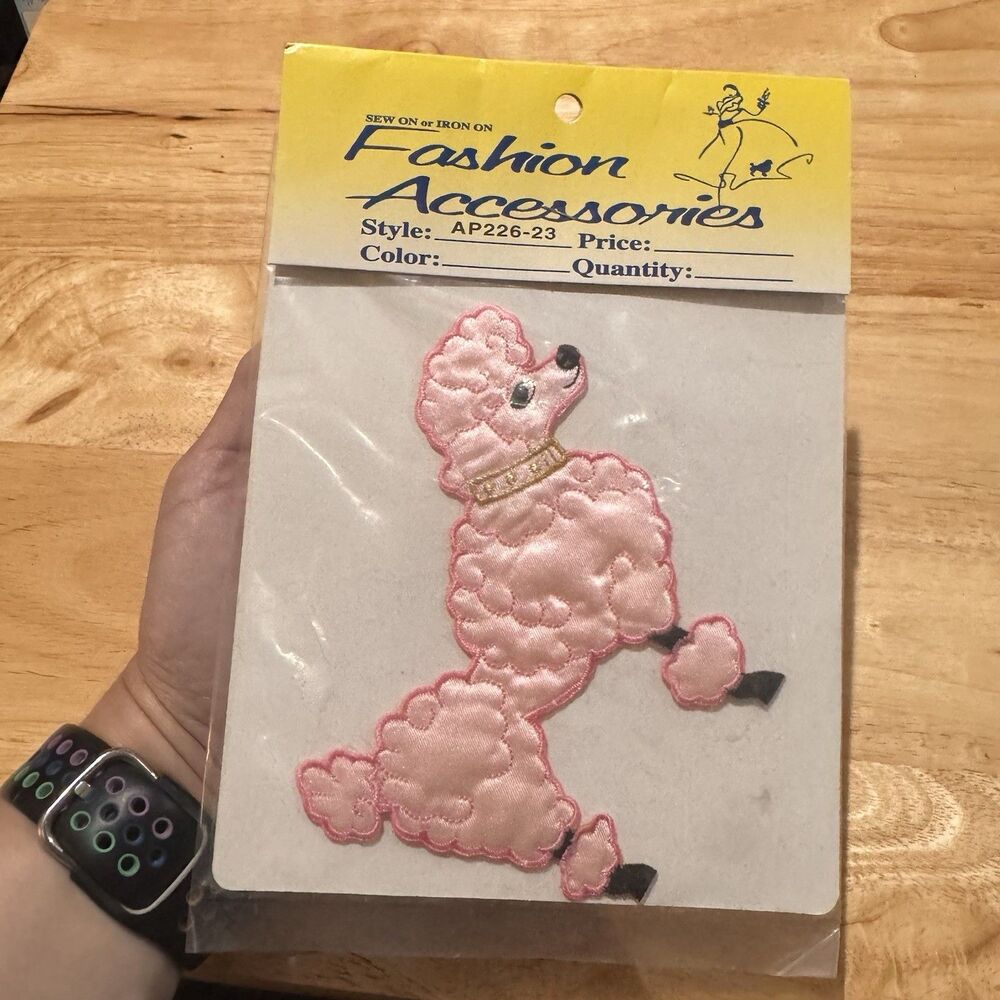 Pink Poodle Dog Patch Vintage Retro 1950s Style